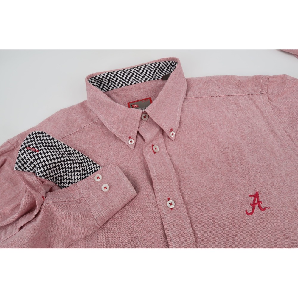 Pennington Bailes Alabama Crimson‎ Tide Mens Large Red Houndstooth Oxford Shirt